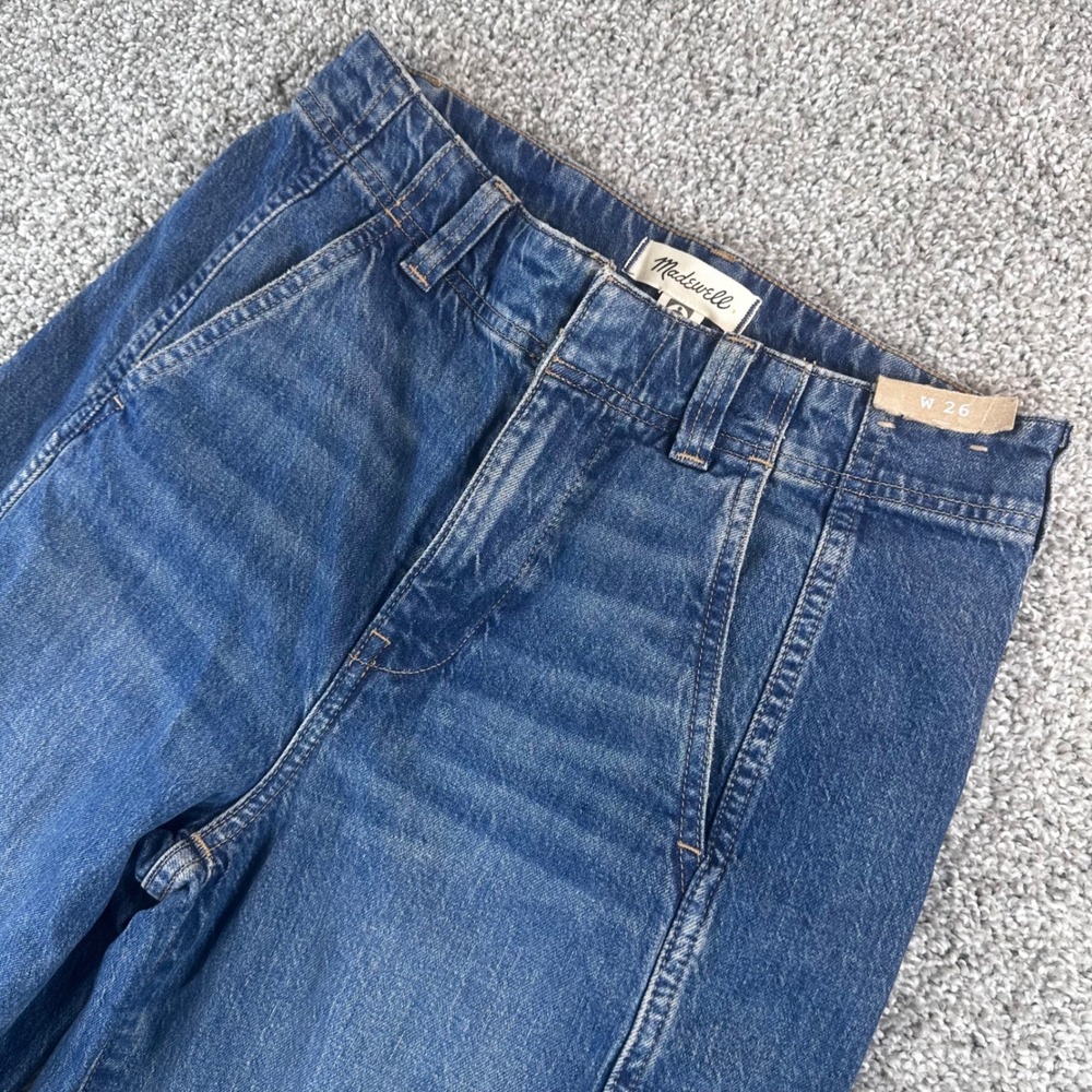 Madewell Tapered Denim Trousers Jeans Womens 26 Blue High Rise Seam Front NWT